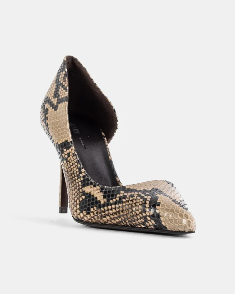 KHAITE Women's Jett Dorsay 85 Python-Print Leather Pumps Beige High Heel Shoes Beige