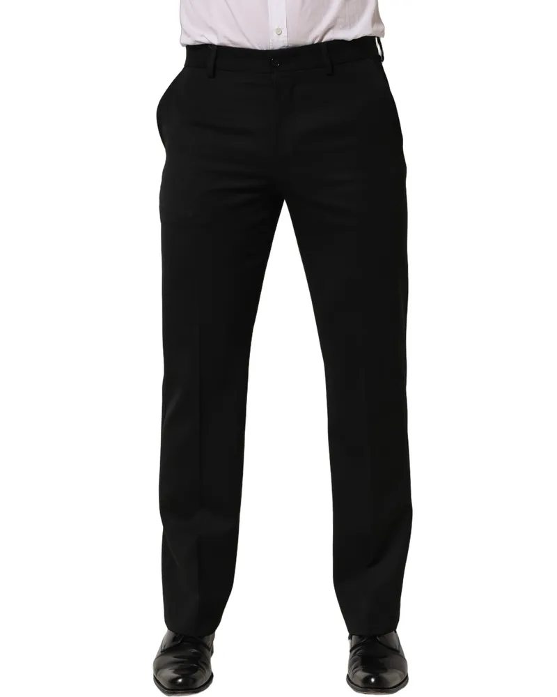 Dolce & Gabbana Men Virgin Wool Tapered Trousers Black Black
