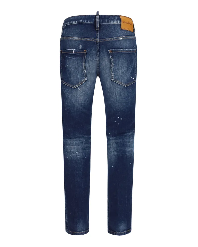 Dsquared2 Men's Distressed Skater Jeans Navy Blue Cotton; Elastane Navy