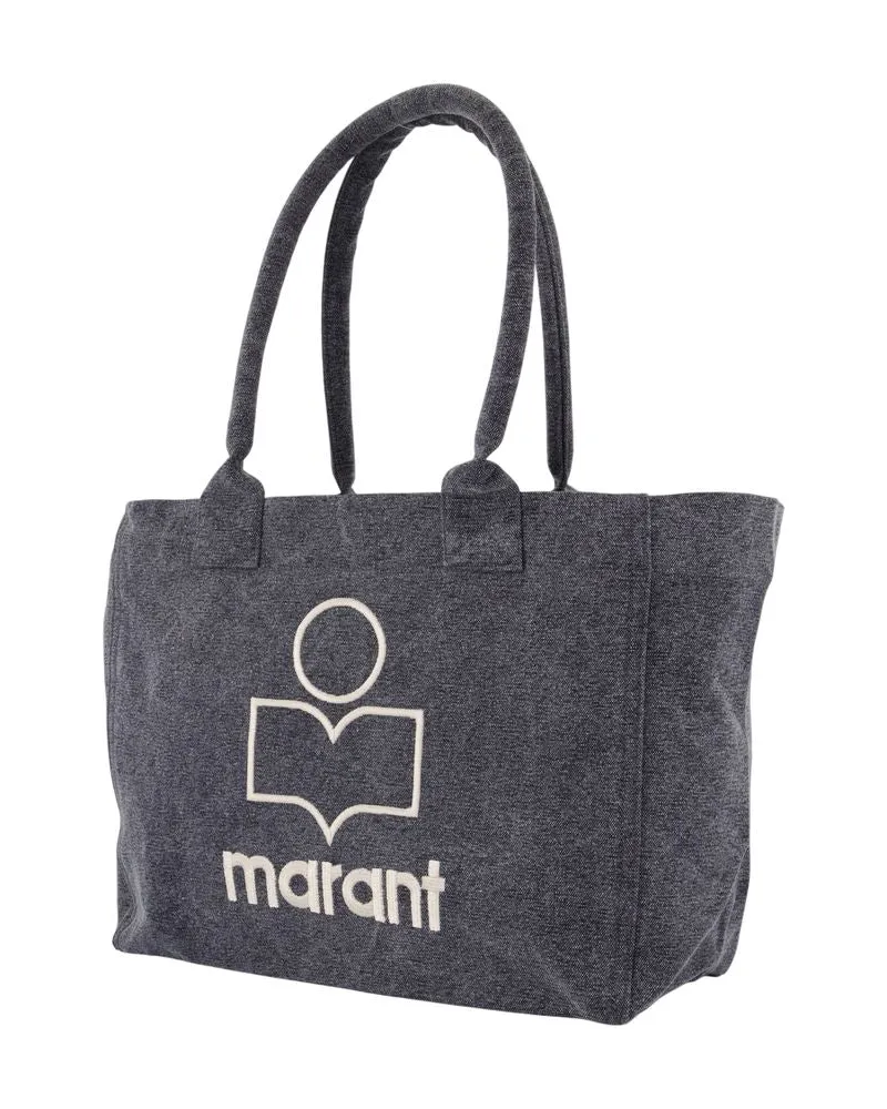 Isabel Marant Women's Yenky Zipped Tote Bag -  Cotton Faded Black Totes-Shopping-Bags Gray