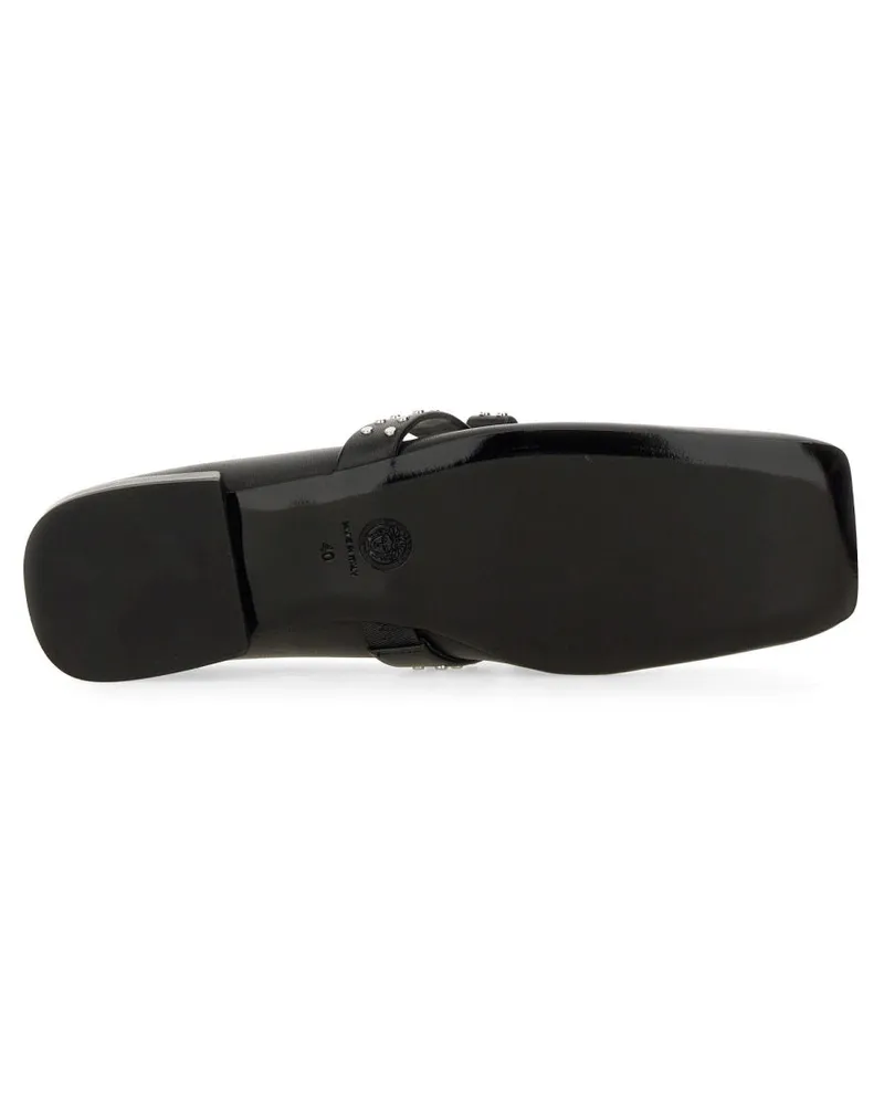 Versace Ribbon and Stud Detail Ballet Flat — Black Black