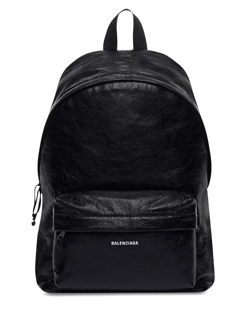 Balenciaga Men's Explorer Leather Backpack Black Backpacks Black