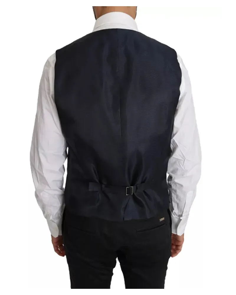 Dolce & Gabbana Men's Blue Wool Martini Blazer Vest 2 Piece Clothing Blue