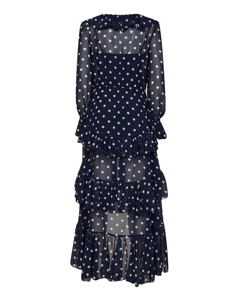 Self-Portrait Women's Maxi Dress Georgette Blue Polyester 