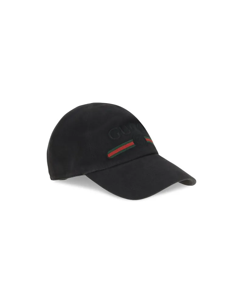 Gucci Men Black Cotton Cap (baseball Hat Black