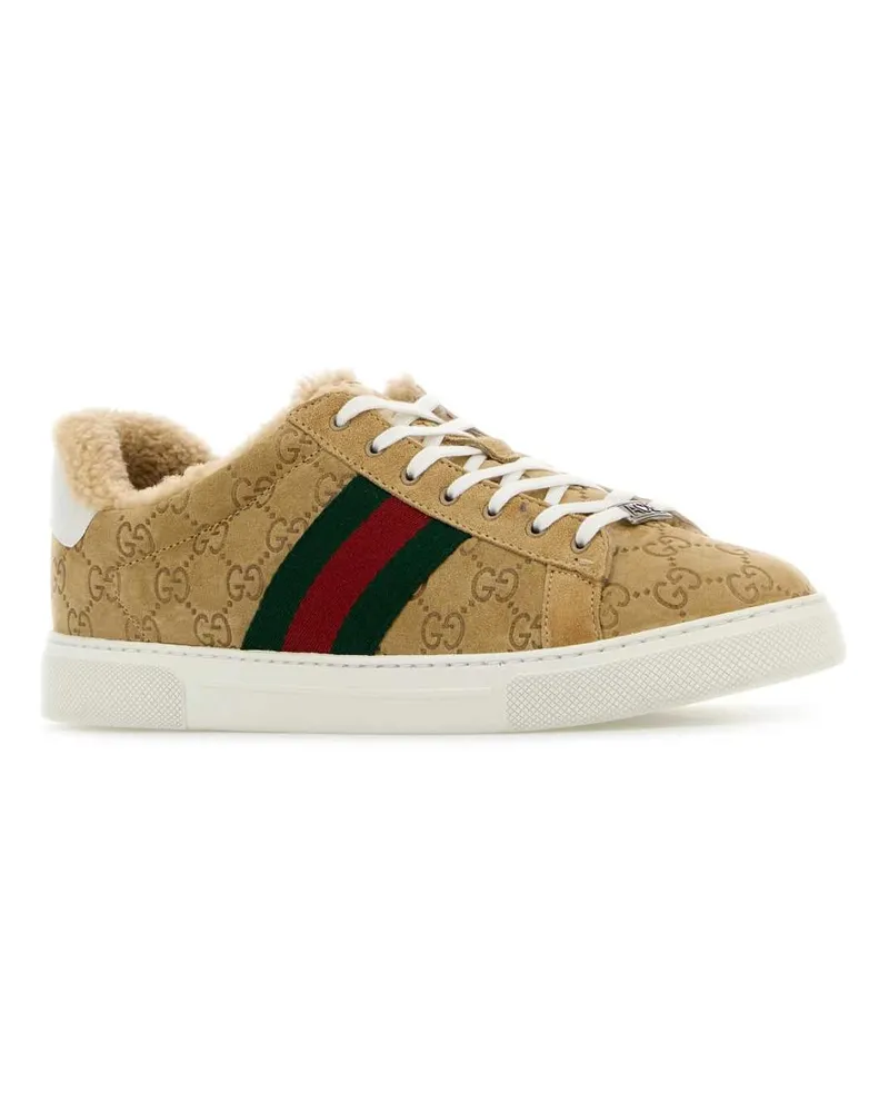 Gucci Men's Camel Suede Ace Sneakers Butbutvrvgwbut Beige