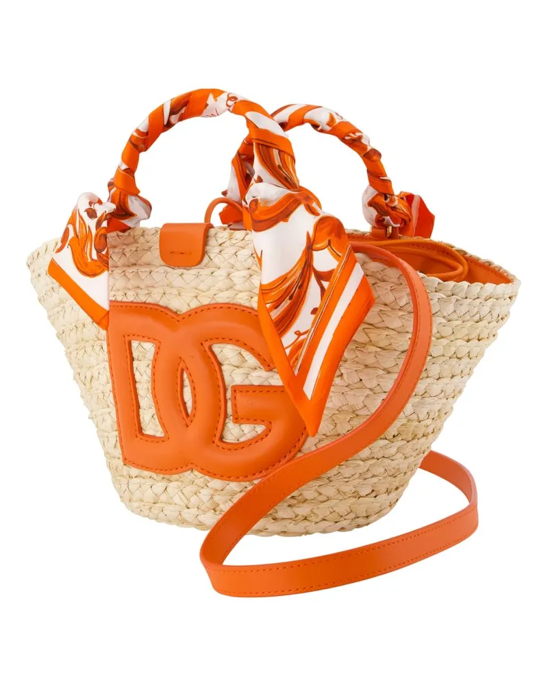 Dolce & Gabbana Women's Kendra Shopper Bag -  Raffia Beige Totes-Shopping-Bags Orange