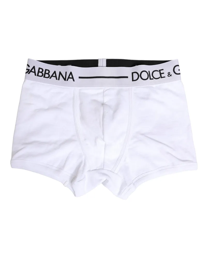 Dolce & Gabbana Men White Logo Waistband Regular Boxer Underwear Cotton Elastane Clothing White