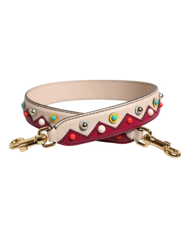 Dolce & Gabbana Women's Beige Red Leather Handbag Accessory Shoulder Strap Bag Beige