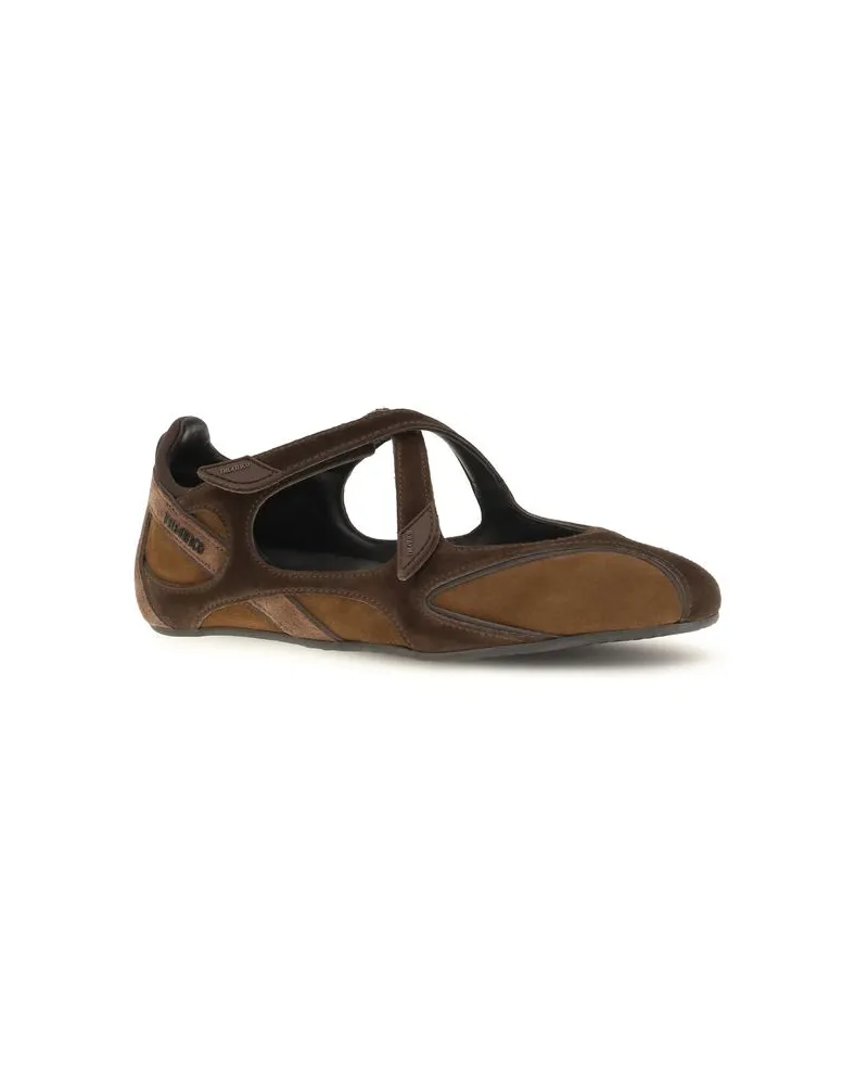 ATTICO Women's Brown Calf Leather Bos Taurus Ballet Flats Brown