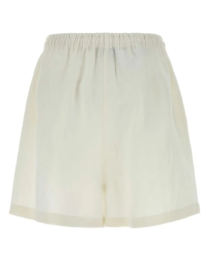 Prada Women's White Linen Shorts Bianco Exterior White