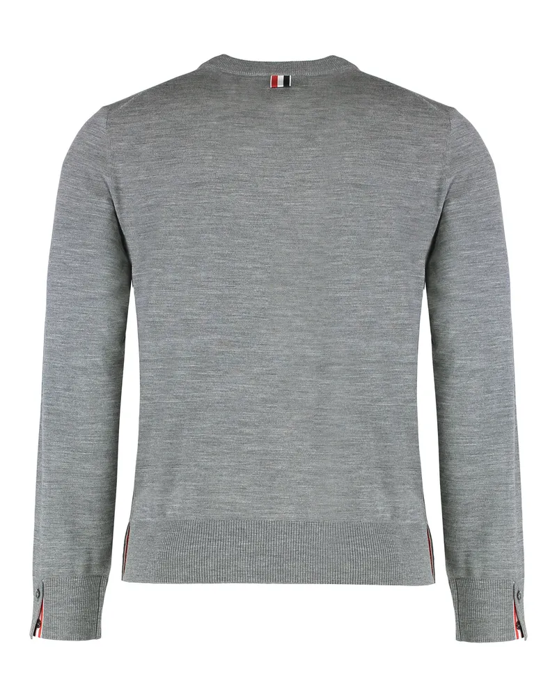 Thom Browne Men's Crew Neck Sweater Virgin Wool Grey Sweatshirts Gray