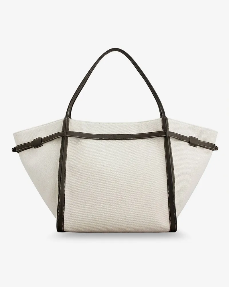 TOD'S Women's Shopping Bag Tim Canvas-Leather White Canvas-Linen-Leather Tote Canvas/linen/leather White