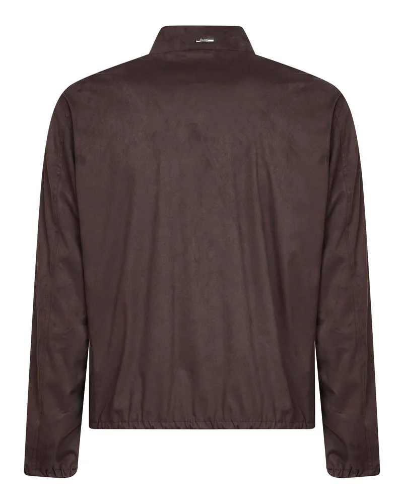 Herno Men's Jacket Suede Microfiber Brown Polyester Bomber Brown