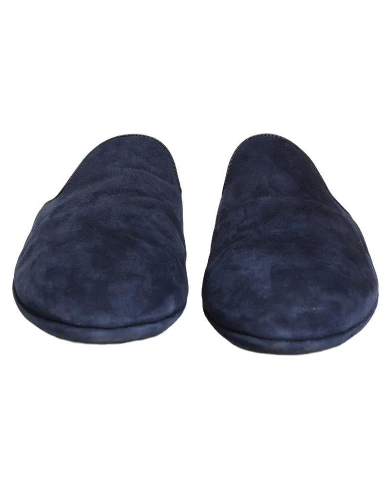 Dolce & Gabbana Men's Suede Slipper Blue Goatskin Blue