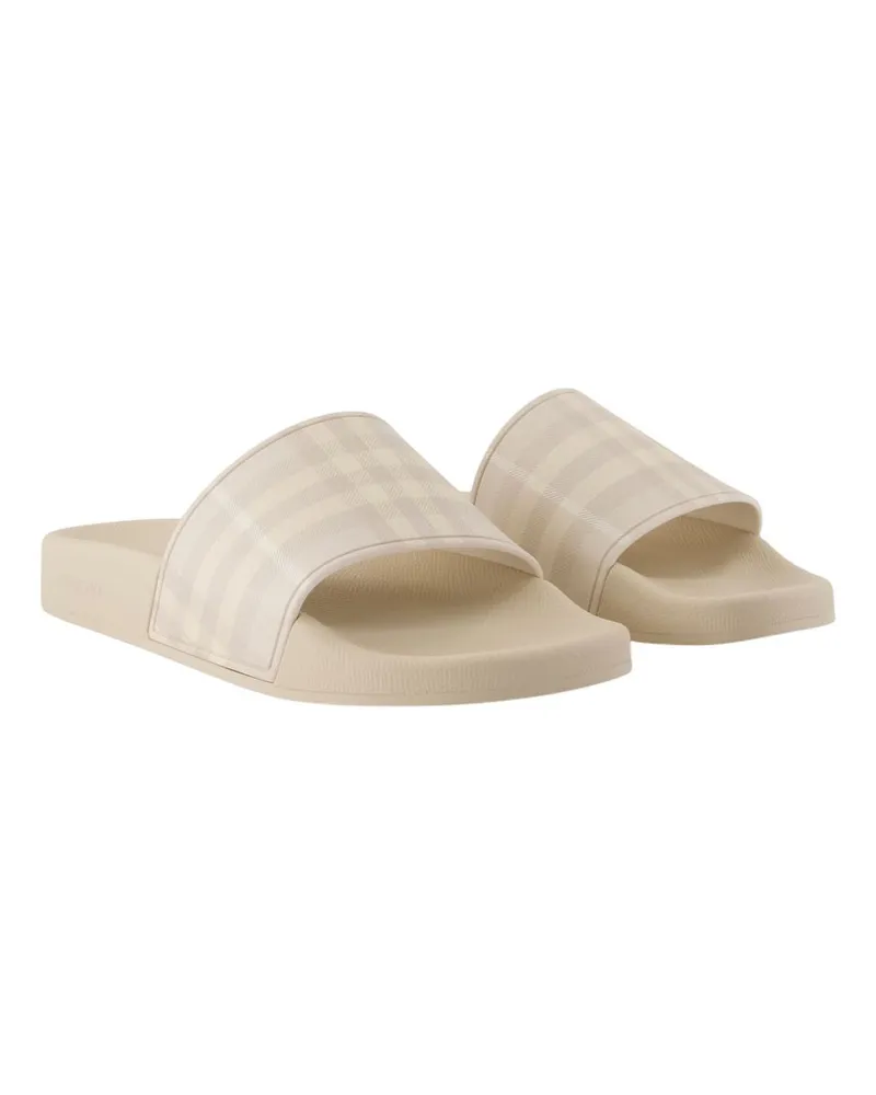 Burberry Women's Furley Large Check Sandals -  Synthetic Beige Shoes Flat-Shoes Beige