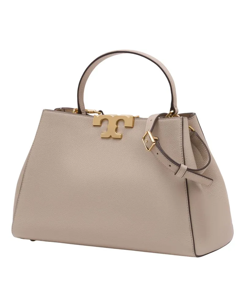 Tory Burch Women's Eleanor Satchel Purse -  Leather White Beige Cowhide Bags Crossbodies Beige