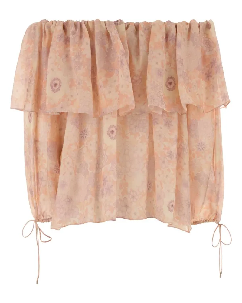 Chloé Printed Silk Crepe Blouse — Pink Pink
