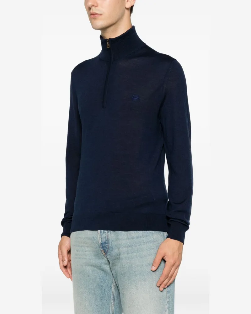 Etro Wool and Silk Blend Sweater — Blue Blue