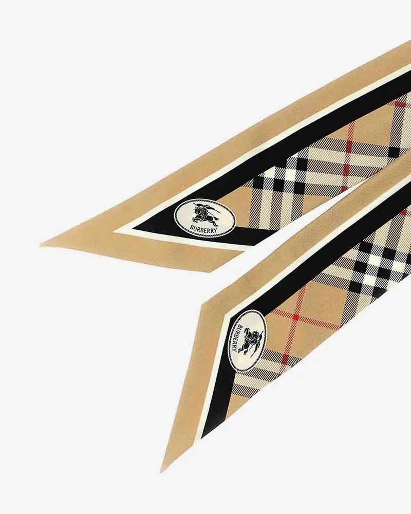 Burberry Women's Silk Bandeau Medium Check Beige Scarf Scarfs Beige