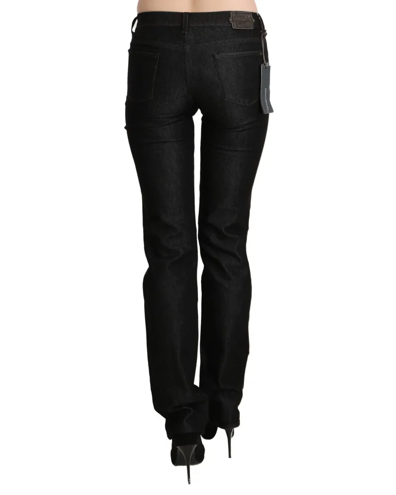 Ermanno Scervino Women's Black Mid Waist Skinny Slim Denim Trouser Cotton Black