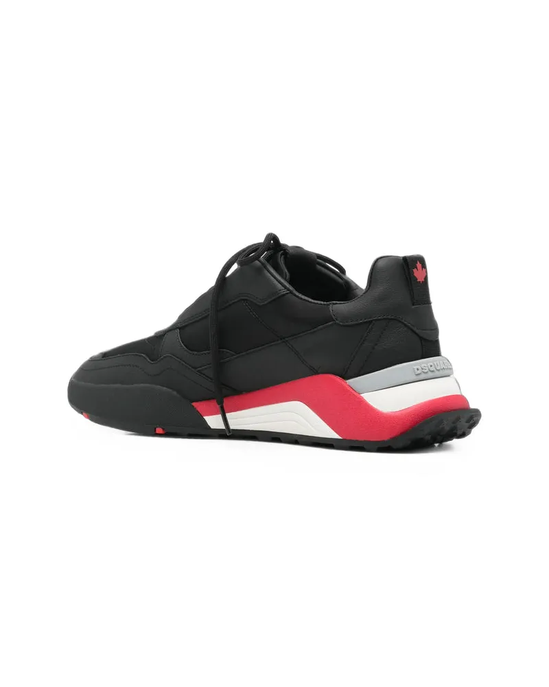 Dsquared2 Panelled Leather Sneakers — Black Black