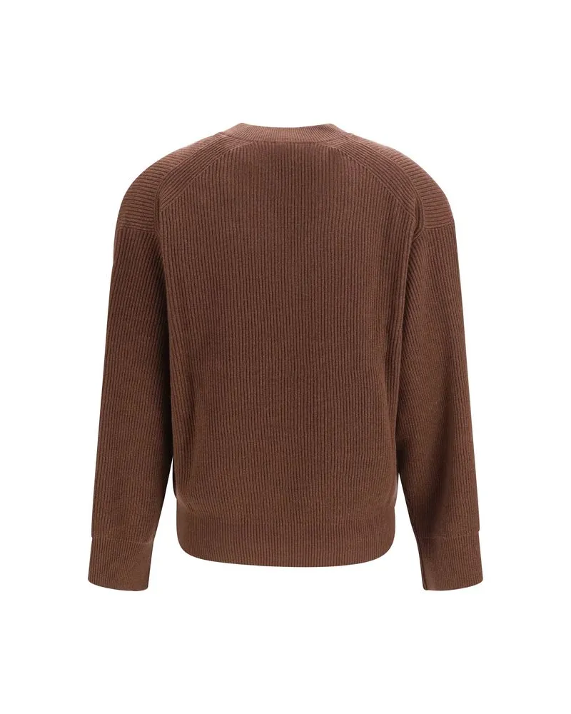 Brunello Cucinelli Cashmere V-Neck Sweater — Brown Brown