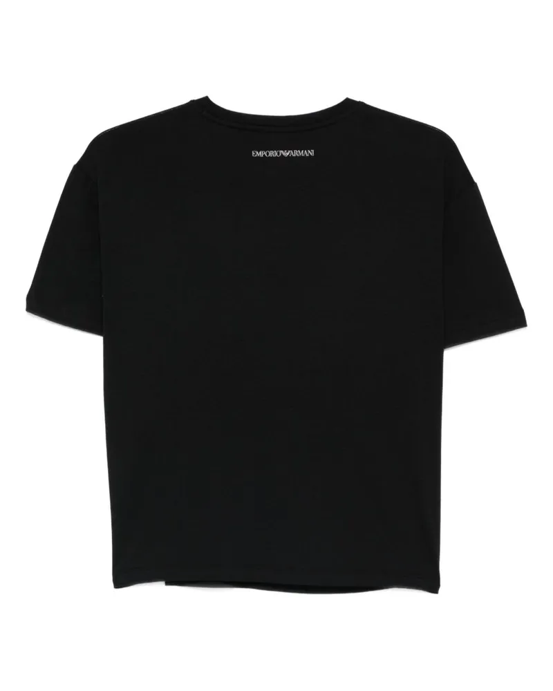 Emporio Armani Logo Embellished Cotton T-shirt — Black Black