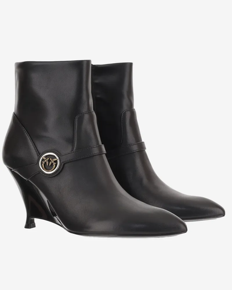 Pinko Women's Ankle Boots Gwen Leather Black Goat Black