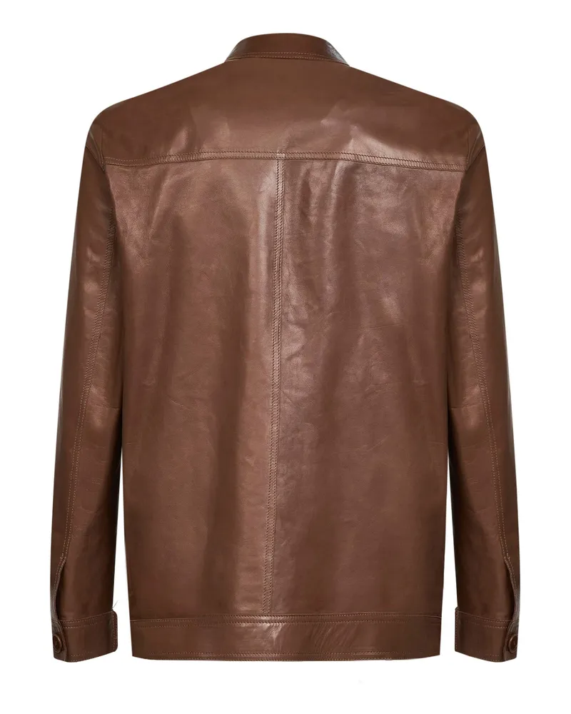 Salvatore Santoro Men's Leather Jacket Ovine Bomber Brown