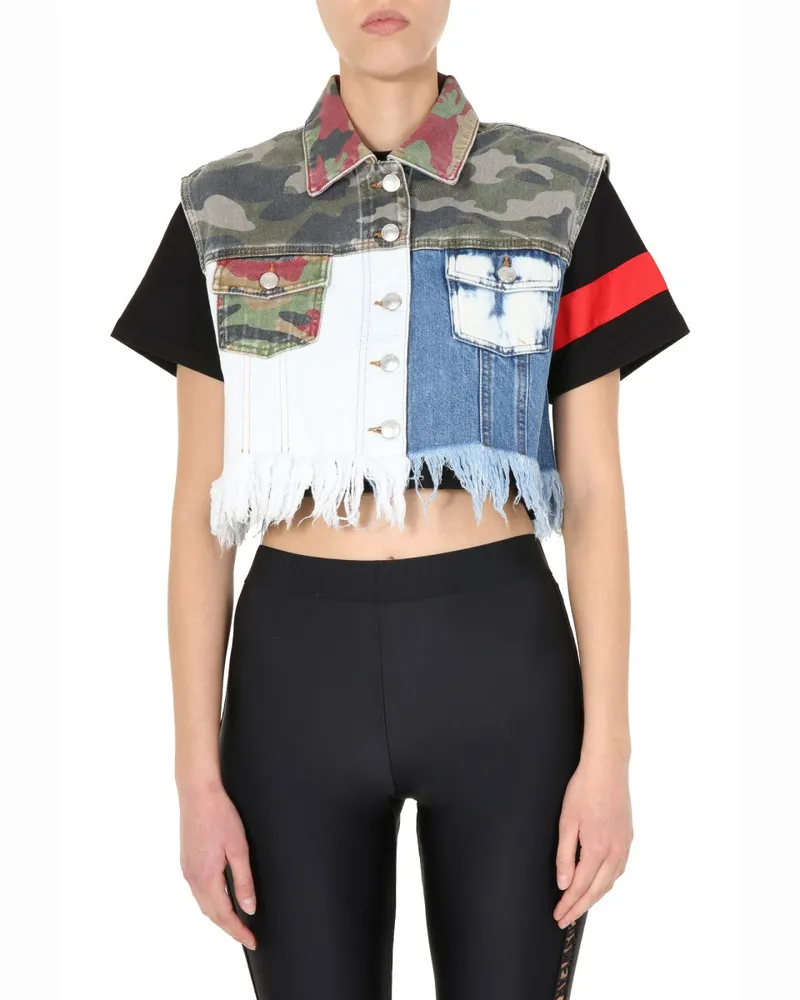 GCDS Denim Cotton Vest — Multicolor Multicolor