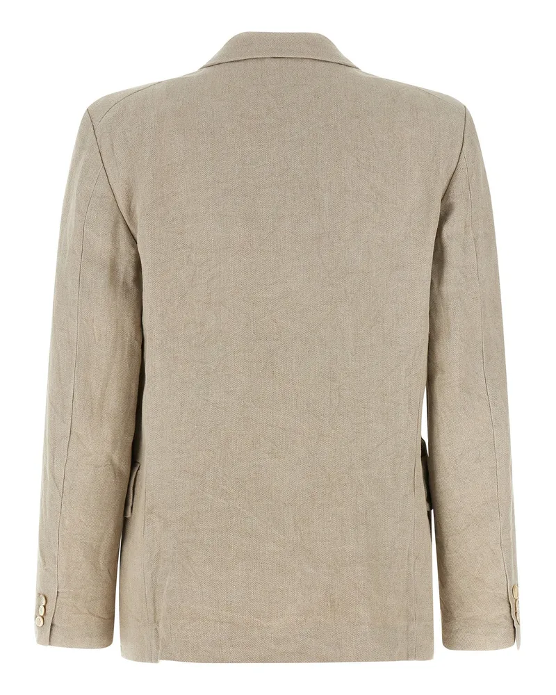 Comme des Garçons Double-Layer Lapel Linen Blazer — Beige Beige