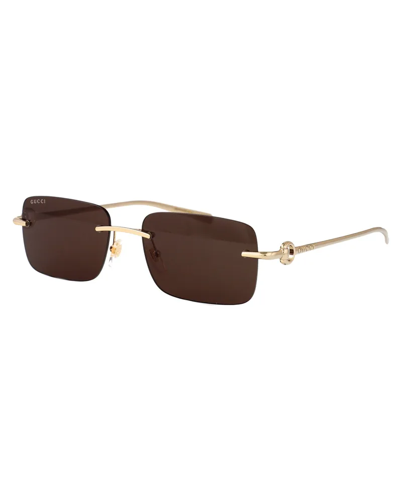 Gucci GG1703S Metal Square Sunglasses — Gold Gold