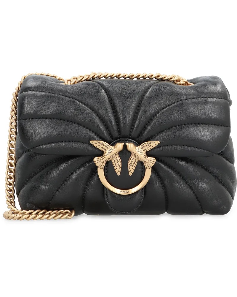 Pinko Women's Mini Crossbody Bag Love Puff Leather Black-Gold Sheep Shoulder Black/gold Black
