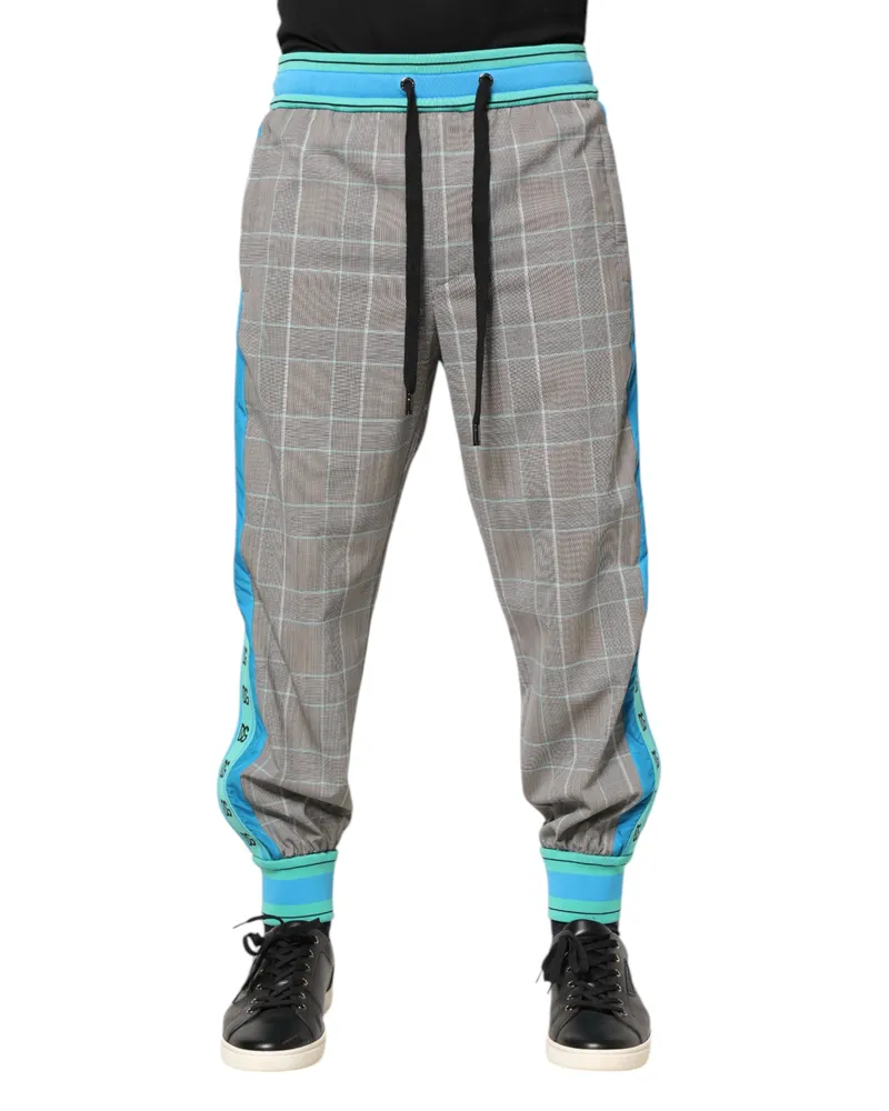 Dolce & Gabbana Multicolor Cotton Men Jogger Sweatpants Pants Elastane Gray