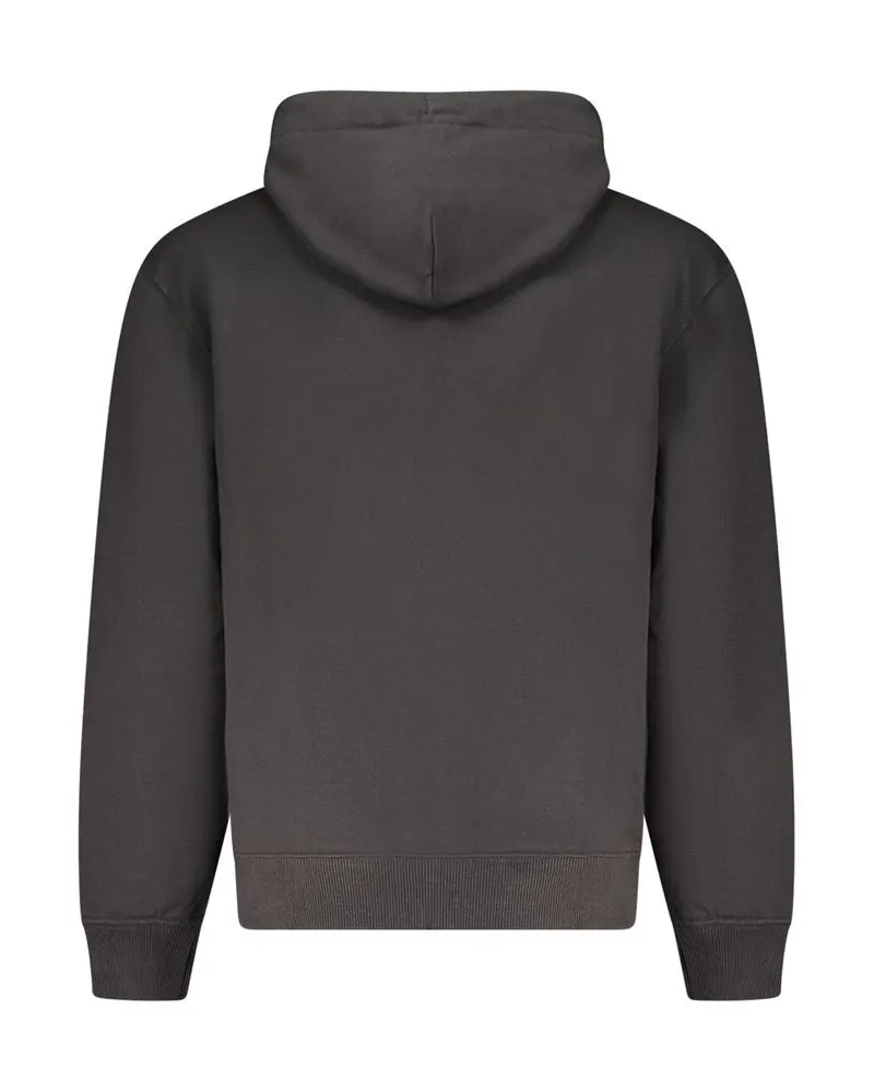 Calvin Klein Logo-Embroidered Cotton Hoodie — Black Black