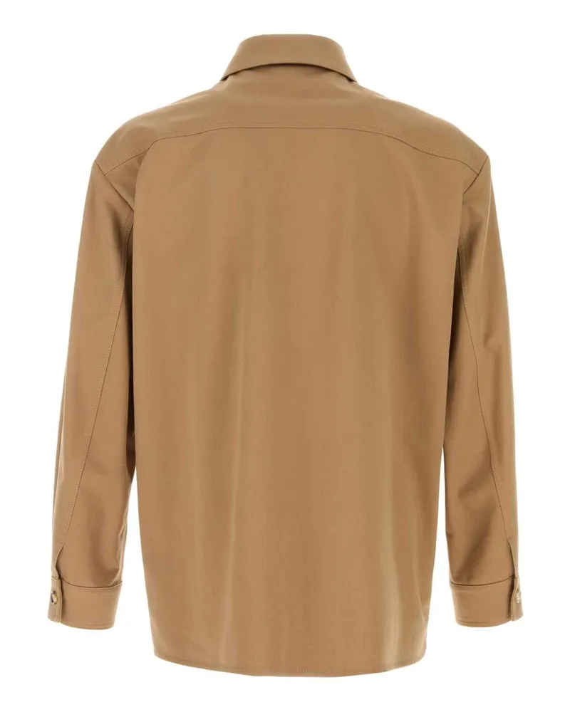 Valentino Garavani Men's Camel Twill Shirt Lightcamel Exterior: Cotton Camicie Beige