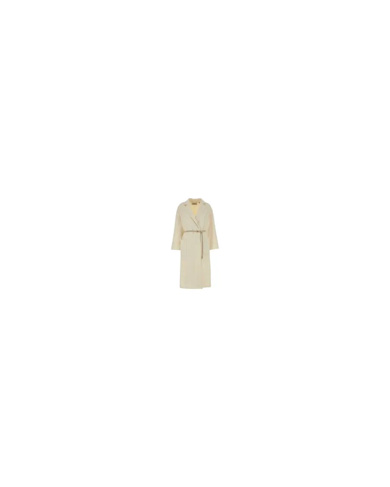 AGNONA Women's Ivory Wool Blend Coat White Exterior: Cashmere Cappotti White