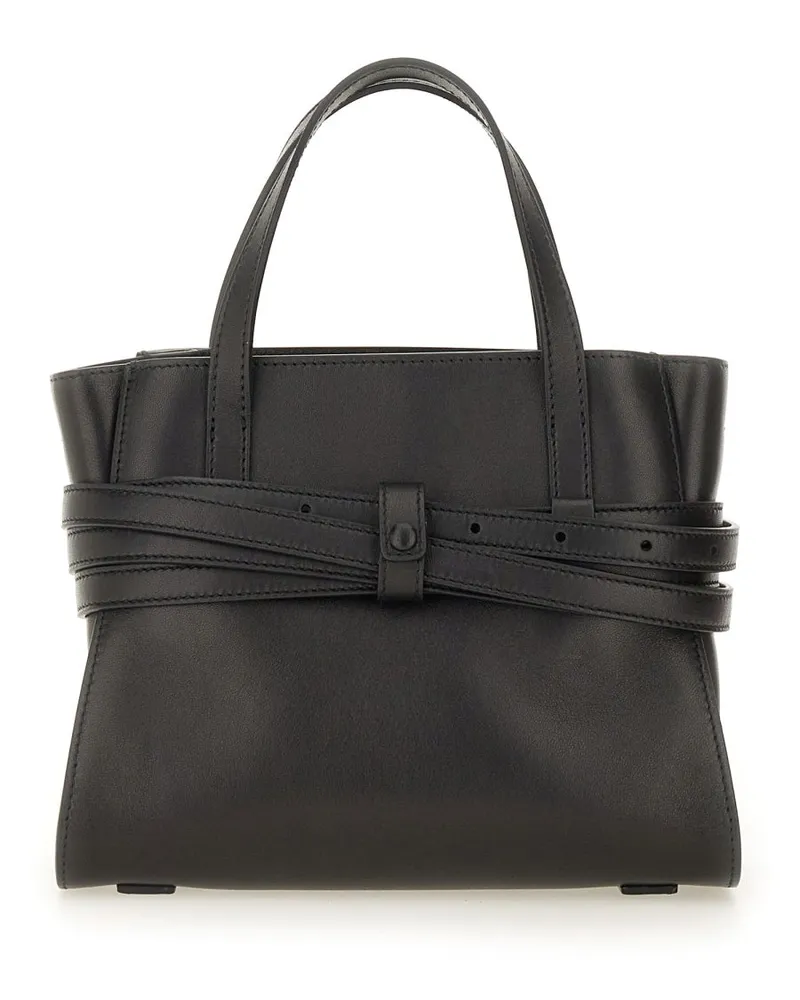 Moschino Women's Tie Me Bag Small Black Leather Shoulder Black