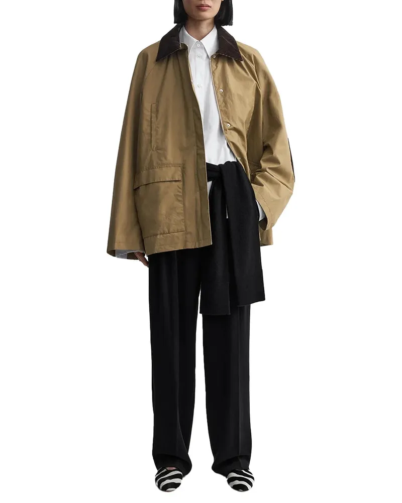 Totême Waxed Cotton with Corduroy Collar Jacket — Beige Beige