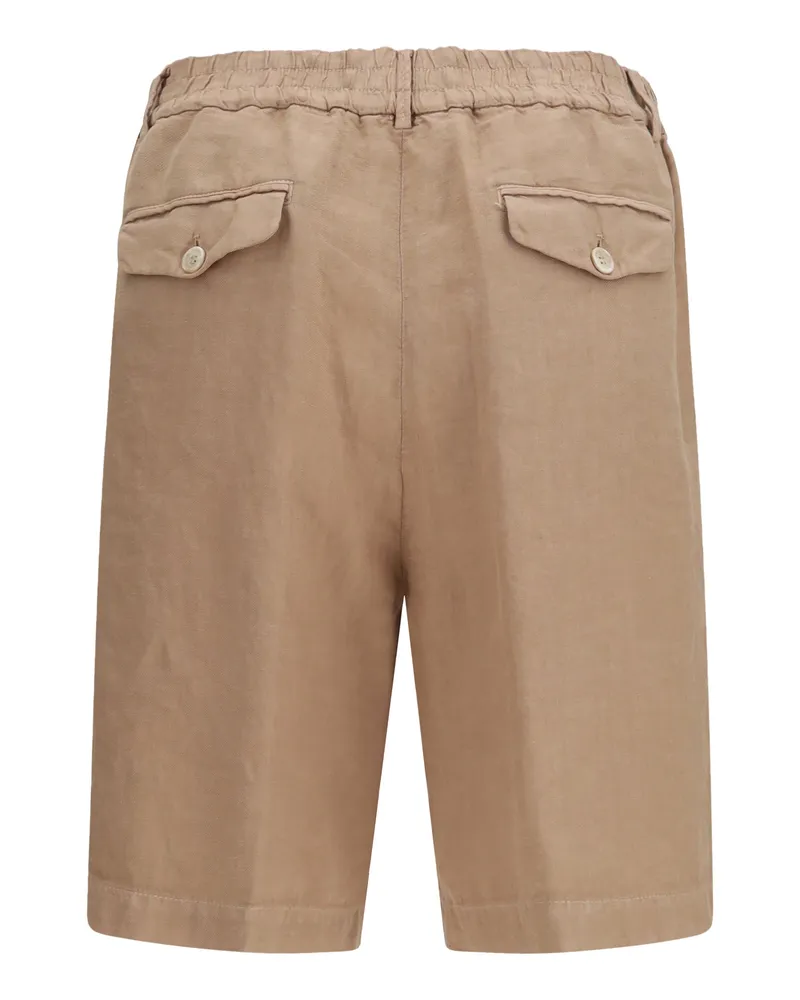 Brunello Cucinelli Men's Lightweight Délavé Linen Shorts Camel Bermuda Camel
