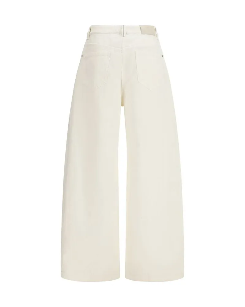 Brunello Cucinelli Women's Beige Cotton Casual Pants White