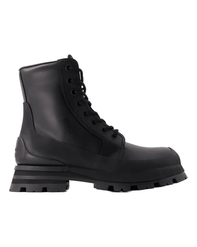 Alexander McQueen Men's Wander Ankle Boots -  Calfskin Black Shoes Ankle-Boots Black