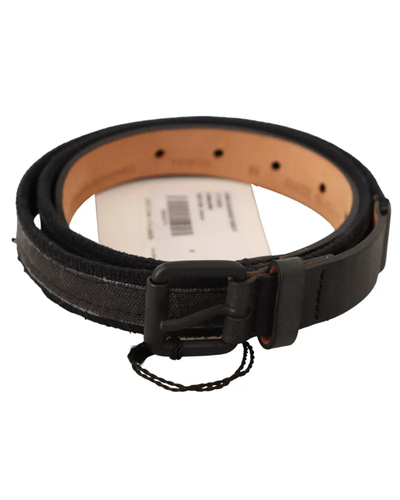 Ermanno Scervino Black Leather Logo Buckle Waist Women Belt Denim Black