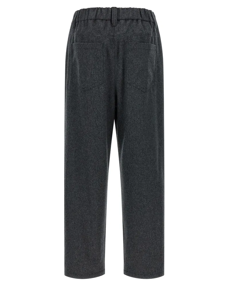 Brunello Cucinelli Wool Mélange Trousers — Gray Gray
