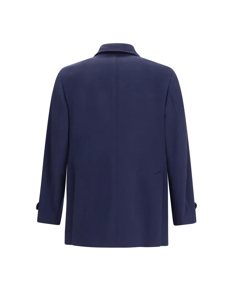 Brunello Cucinelli Men's Blue Wool Oves Aries Coat Clothing Blue