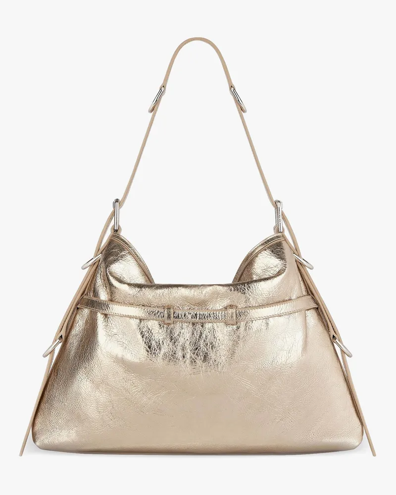 Givenchy Women's Voyou Metallized Leather Shoulder Bag Gold Gold