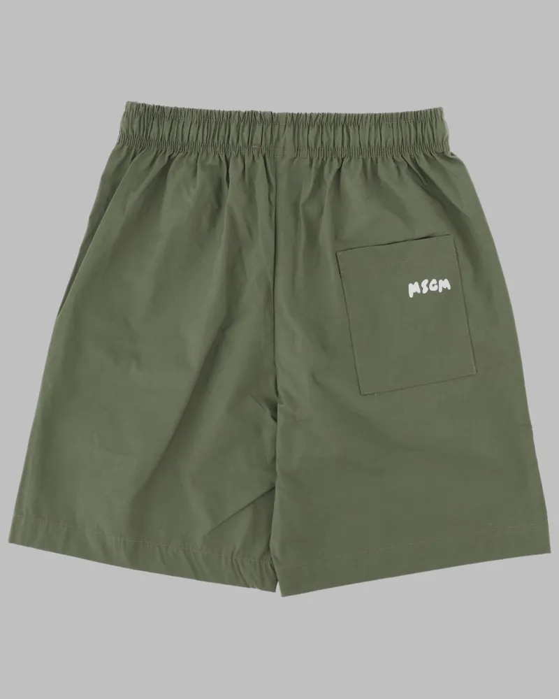 MSGM Poplin Cotton Bermuda Shorts — Green Green