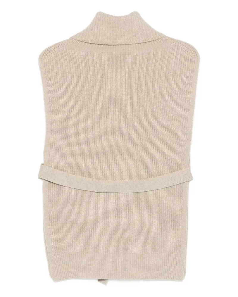 Yves Salomon Women's Roll-Neck Belted Knitted Top Aw25 W Beige