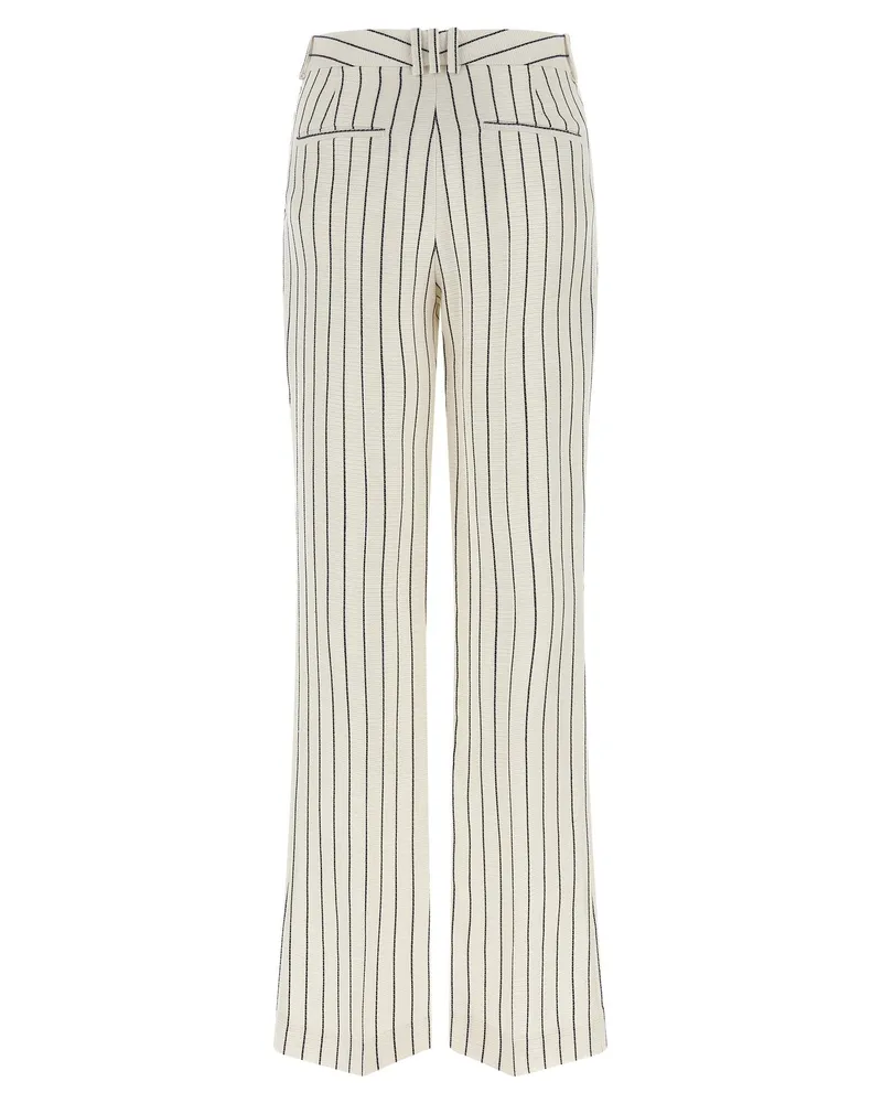 Balmain Striped Viscose-Linen Trousers — Cream Cream